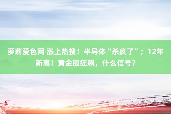 萝莉爱色网 涨上热搜！半导体“杀疯了”；12年新高！黄金股狂飙，什么信号？
