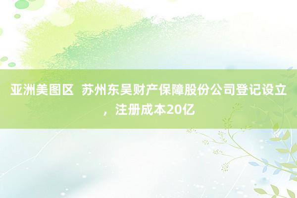 亚洲美图区  苏州东吴财产保障股份公司登记设立，注册成本20亿